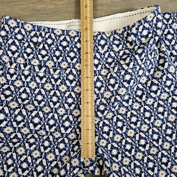 Anthropologie The Essential Collection Pant Blue Geometric Pattern Ankle Size 0 - Picture 7 of 8